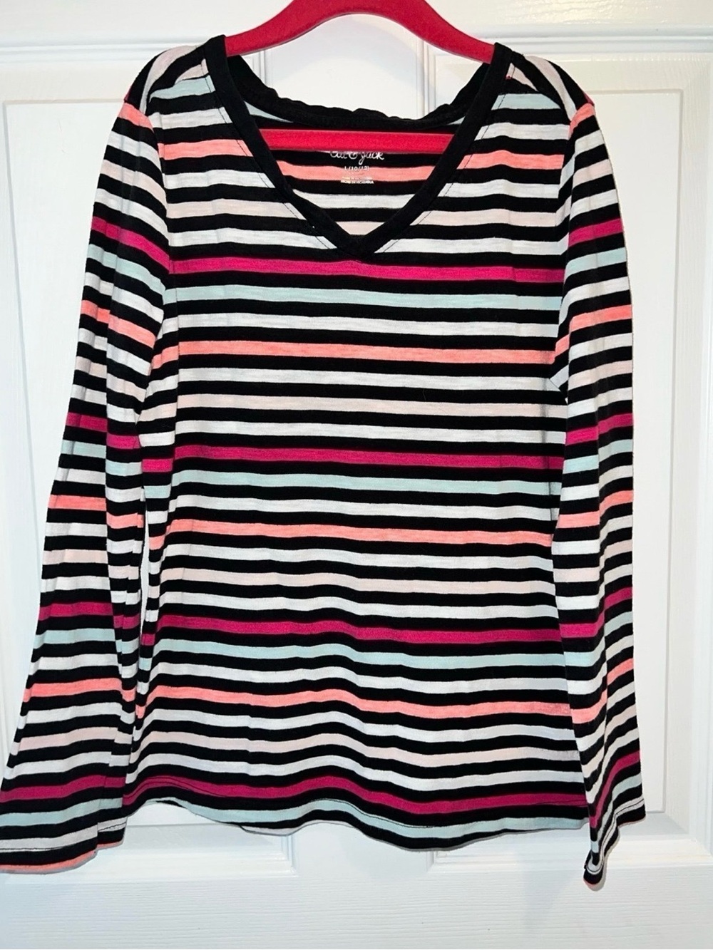 Cat & Jack Striped V-Neck Long Sleeve Top